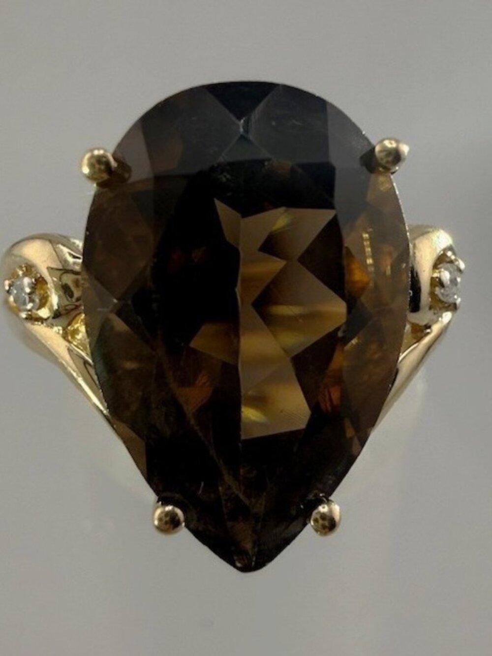 Smokey Quartz Ring 14K Gold - Size 5.5